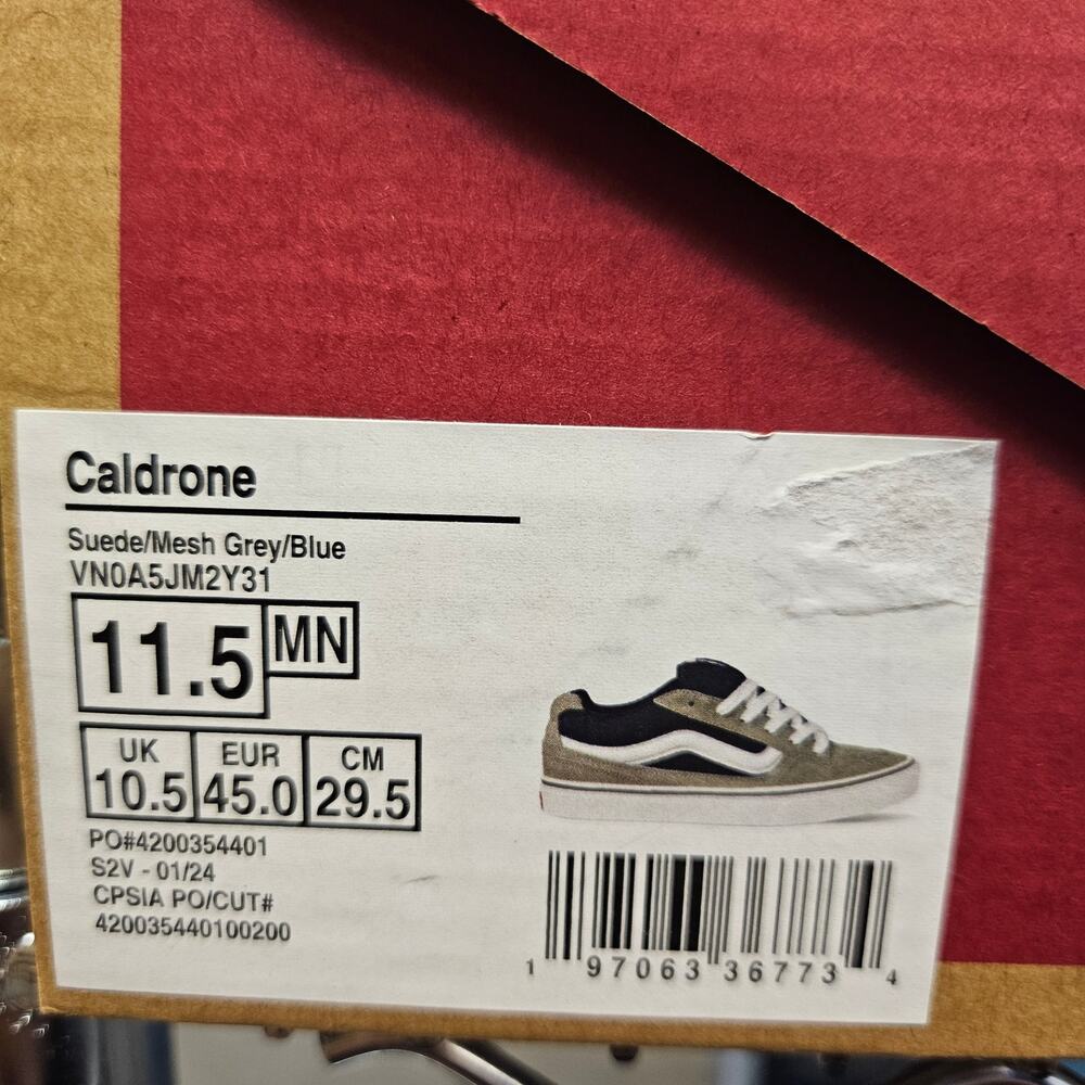 VANS MEN'S 11.5 CALDRONE LOW TOP SKATE SNEAKER SUEDE MESH GREY BLUE NIB - Picture 5 of 5